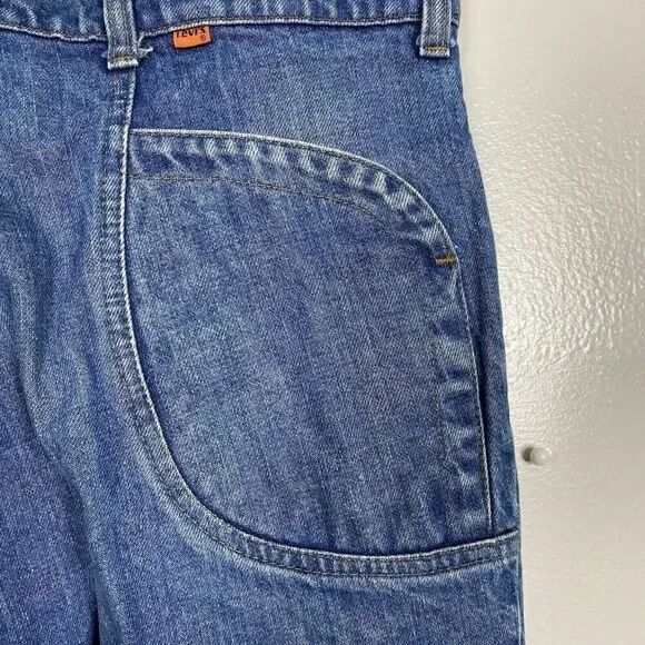 1970s Rare LEVIS Vintage Orange Tab Flap Pocket Bell bottom Circa 1970s 34 X 36
